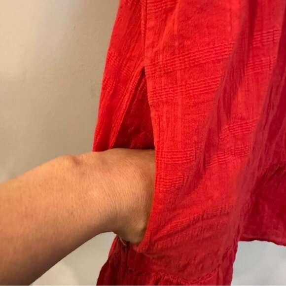 Knox Rose Bonfire Deep V Empire Waist Embroidered Midi Dress Red Size Large - Picture 9 of 14